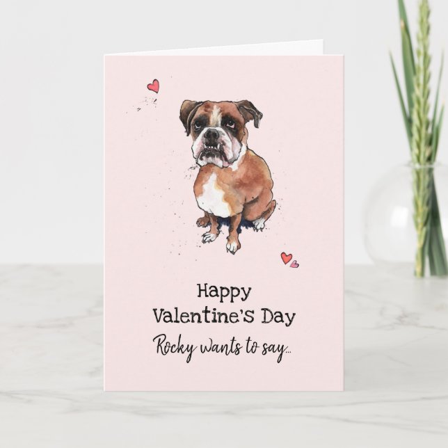 Tarjeta de San Valentín para perro de Boxer marrón (Anverso)