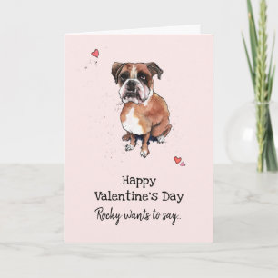 Tarjeta de San Valentín para perro de Boxer marrón