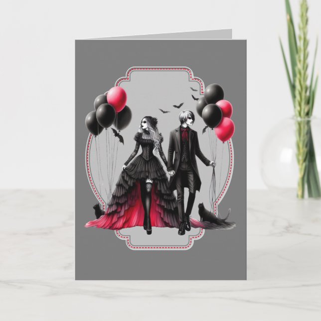 Tarjeta de San Valentín Pareja Gótica Felicitación (Anverso)