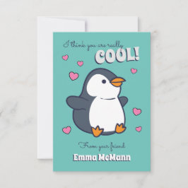 Tarjeta de San Valentín Penguin Cute Kids