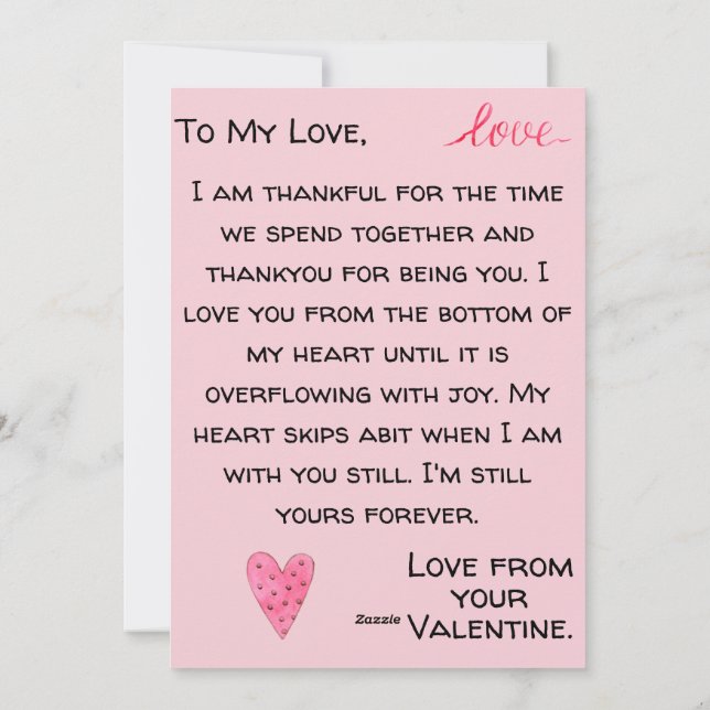 Tarjeta de San Valentín personalizada del corazón  (Reverso)