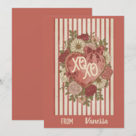 Tarjeta de San Valentín personalizada Vintage XO X