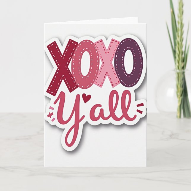 Tarjeta de San Valentín Pink Xoxo Yall (Anverso)