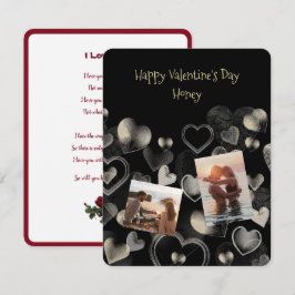 Tarjeta de San Valentín plana elegante Gold-on-Bla