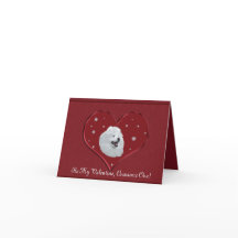 Tarjeta de San Valentín plegada Samoyed 5X7
