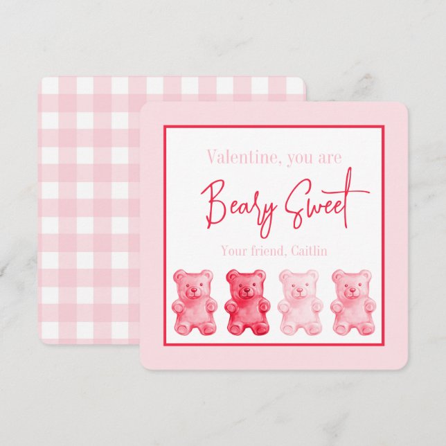 Tarjeta de San Valentín Preppy Beary Sweet Gummy (Anverso / Reverso)