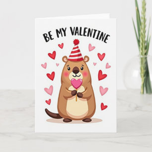 Tarjeta de San Valentín rayada de castor