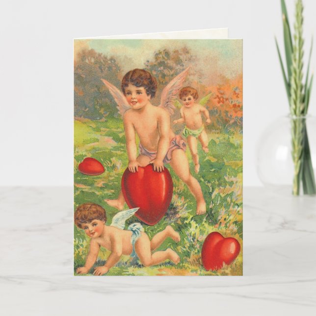 Tarjeta de San Valentín Retro Cherub (Anverso)