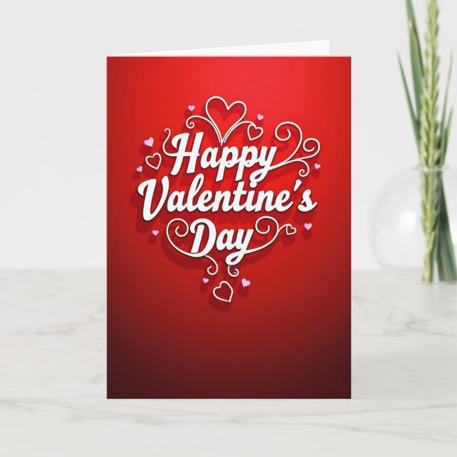 Tarjeta de San Valentín Roja Romántica con Texto (Anverso)
