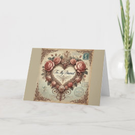 Tarjeta de San Valentín romántica vintage con flor