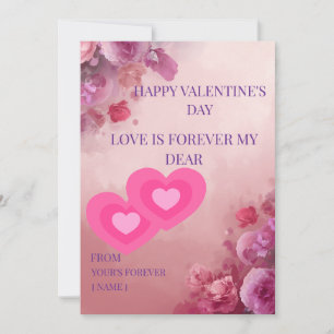 Tarjeta de San Valentín Rosa Claro   Romántico Ele