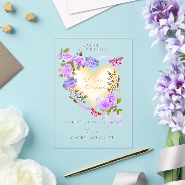 Tarjeta de San Valentín Rosa púrpura romántica (Insitu (Boda))