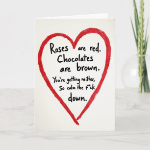 Tarjeta de San Valentín Rosas Groseras Cálmate