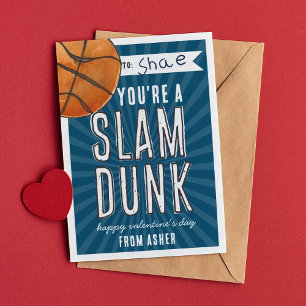 Tarjeta de San Valentín Slam Dunk Basketball