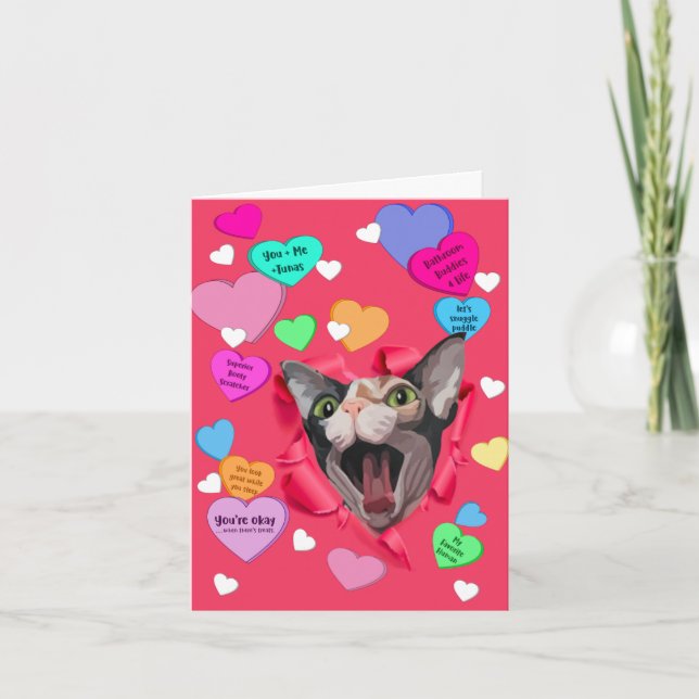 Tarjeta de San Valentín Sphynx, que rompe el coraz (Anverso)