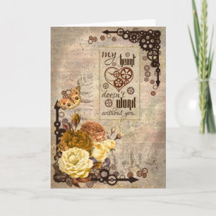 Tarjeta de San Valentín Steampunk Vintage Style - 