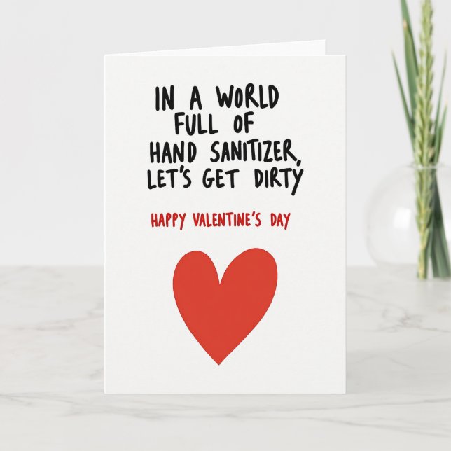 Tarjeta de San Valentín sucia con desinfectante de (Anverso)