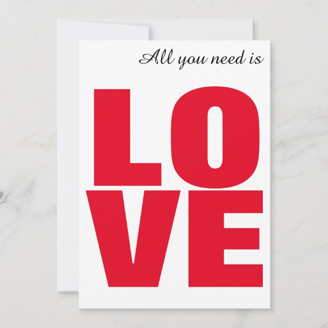 Tarjeta de San Valentín Todo lo que Necesitas es A (Anverso)