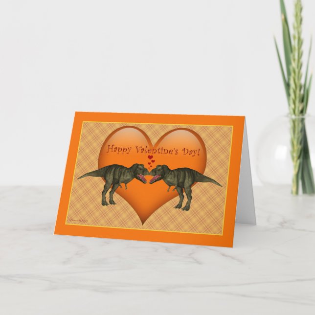 Tarjeta de San Valentín Tyrannosaurus Rex Dinosaur (Anverso)