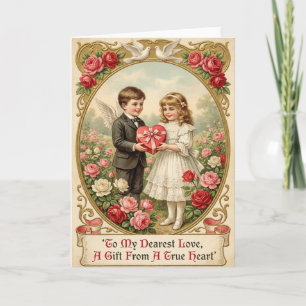 Tarjeta de San Valentín Vintage Ángel de Amor