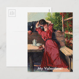 Tarjeta de San Valentín Vintage de Pareja Besándos