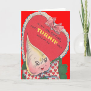 Tarjeta de San Valentín Vintage Retro Turnip