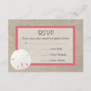 Tarjeta de Sand Dollar Beach Wedding RSVP Coral