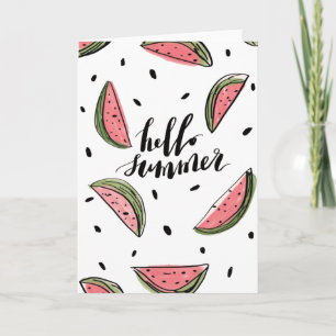 Tarjeta de sandía de verano con interior en blanco