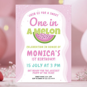 Tarjeta de sandía rosa Niños Fiesta de primer cump