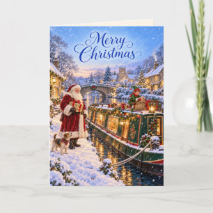 Tarjeta de Santa Claus del barco de Navidad en el