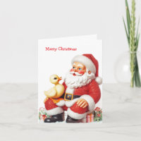 Tarjeta de Santa con patitos al estilo vintage