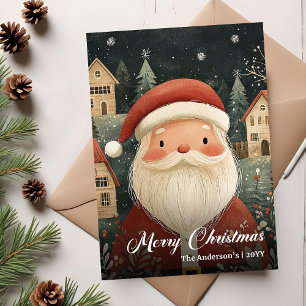 Tarjeta de Santa de Navidad antigua con mensaje rú