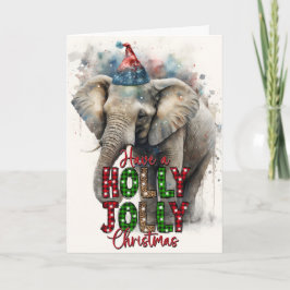 Tarjeta de Santa Elefante de Feliz y Alegre Navida
