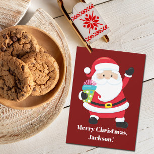Tarjeta De Santa Rojo Navidad Personalizada para Niños
