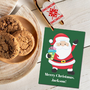 Tarjeta De Santa Verde Navidad Personalizada para Niños