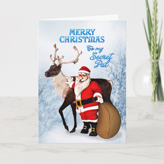 Tarjeta de Santa y Navidades de renos para amigo s (Anverso)