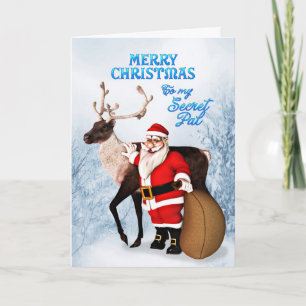 Tarjeta de Santa y Navidades de renos para amigo s