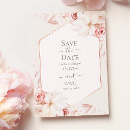 Tarjeta de "Save the Date" de Boda Floral Rosado