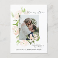 Tarjeta de Save The Date de moda con flores de acu