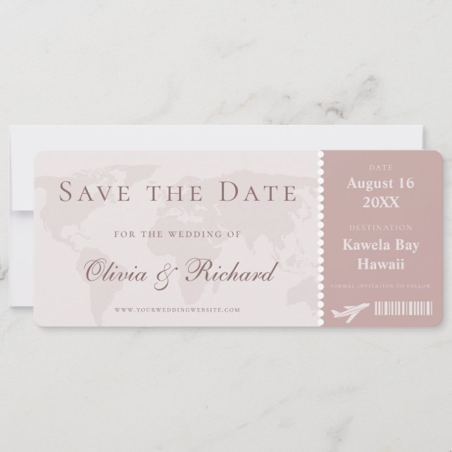 Tarjeta de Save the Date de Rosa Polvorienta Elega (Anverso)