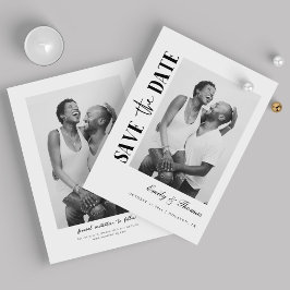 Tarjeta de Save the Date Minimalista en Blanco y N