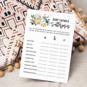 Tarjeta de Scattergories para Baby Shower 'Baby Is
