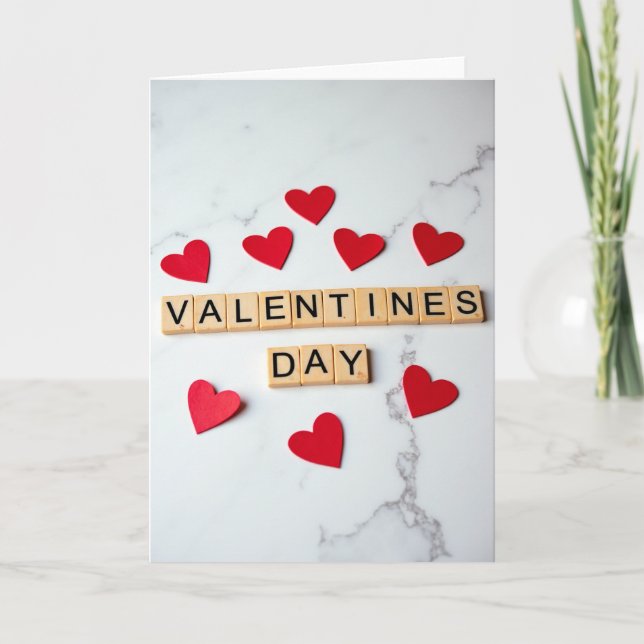 Tarjeta de Scrabble del Día de San Valentín Roja (Anverso)