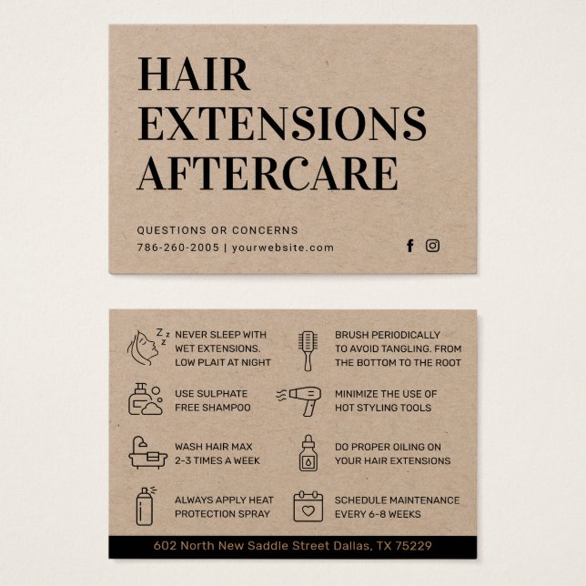Tarjeta de seguimiento de extensión de pelo modern (Anverso y reverso)