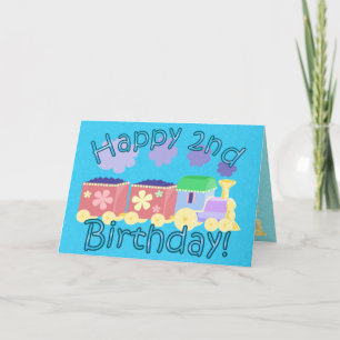 Tarjeta de segundo cumpleaños del tren Choo Choo C