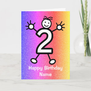 Tarjeta de segundo cumpleaños para niños felices