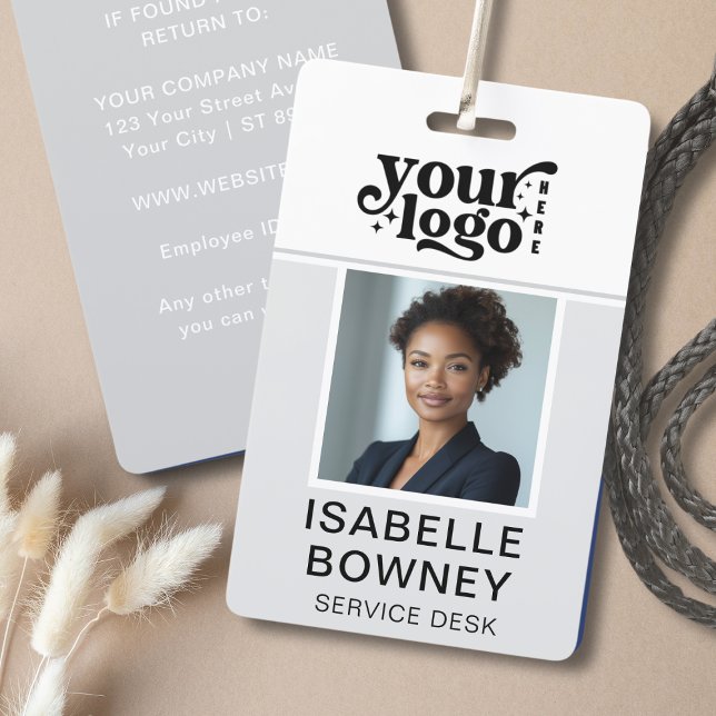 Tarjeta de seguridad de la compañía con foto de em (Grey Employee Photo ID Company Security Badge)