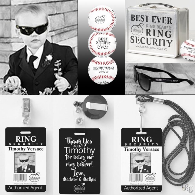 Tarjeta de seguridad del portador de anillo (Ring Bearer essentials: cool, custom, and ready for duty on the big day! 💍🕶️⚾)