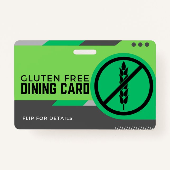 Tarjeta de seguridad Gluten Free Dining Restaurant (Anverso)