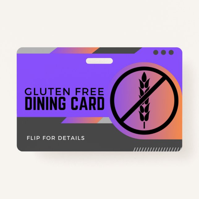 Tarjeta de seguridad Gluten Free Dining Restaurant (Anverso)